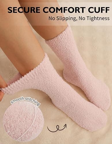 CLOSEMATE Warm & Cozy Fuzzy Socks Gifts for Women Soft Coral Fluffy Sleeping Slipper Socks thumbnail 6