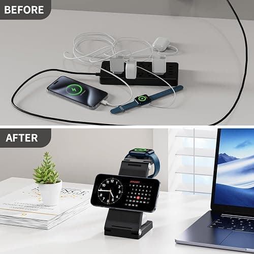 2025 Traveling Wireless Mag-Safe Fast Charging Station,Magnetic 3 in 1 Charger with Light for iPhone 17 16 15 14 13 12 Pro Max Plus,Apple Watch Series & Air pods 4 3 2 Pro-Gifts for Wife & Husband thumbnail 6