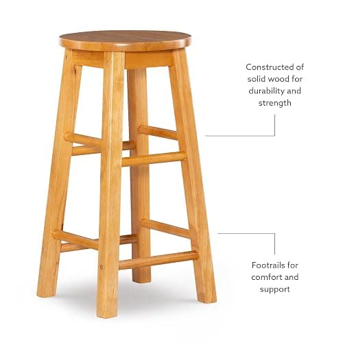 Linon Natural Barstool with Round Seat, 24-Inch thumbnail 11