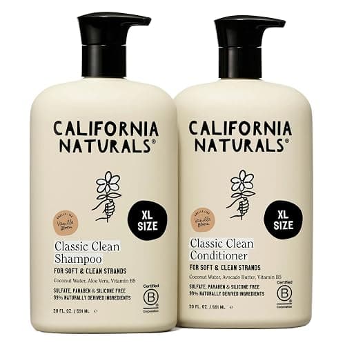 California Naturals Vanilla Bloom Shampoo & Conditioner Set, Natural, Vegan, Cruelty, Silicone, Paraben, and Sulfate Free Shampoo, All Hair Types, 20 Fl Oz (Pack of 2) - Image 1