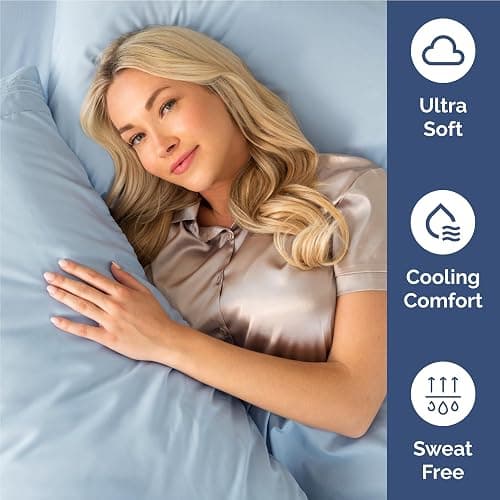 Full Size 4 Piece Sheet Set - Comfy Breathable & Cooling Bed Sheets Set - Hotel Luxury Bedding for Women, Men, Kids, Teens, Boys & Girls - Deep Pockets, Ultra-Soft, Wrinkle Free - Oeko-Tex - Sky Blue thumbnail 4