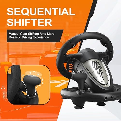 PXN V3 Pro Gaming Steering Wheel with Pedals | Dual Motor Vibration Feedback, Beginner Sim Racing Wheel for PC, PS4, Xbox Series S, Xbox Series X, Xbox One and Switch thumbnail 6
