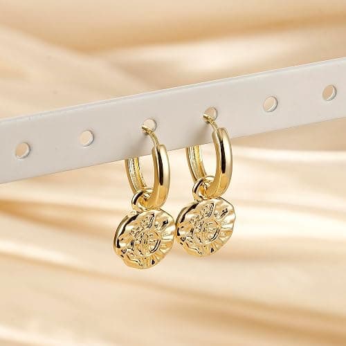 Dochais 14K Gold Plated S925 Sterling Silver Post Earrings Lightweight Drop Dangle Hoop Hypoallergenic Sleeping Earrings for Women Girls thumbnail 7