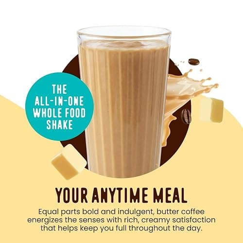 FlavCity All in One Protein Shake Powder, Butter Coffee - 55mg Caffeine + Collagen Peptides, Reishi & Cordyceps - Focus, Skin, Hair & Joint Support - 100% Grass Fed Whey, 20 Servings thumbnail 3