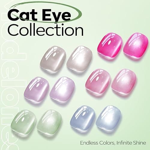 modelones Cat Eye Gel Nail Polish Green, Green Grapes Glitter Magnetic Nail Polish with Magnet Soak Off U V Winter Gel Polish Shimmer Nail Art Manicure Salon DIY thumbnail 5