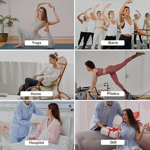 Grip Pilates Socks for Women, Yoga Slouch Socks with Grip for Barre Workout Hospital Long Scrunch Slipper Socks thumbnail 6