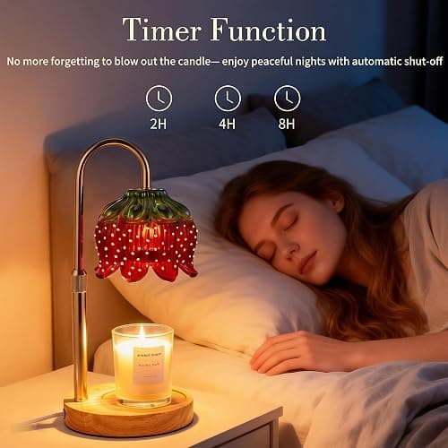 Strawberry Candle Warmer Lamp with Timer - Adjustable Height with Dimmable Warmer Lamp for All Candle Jars - Cute Strawberry Decor Gifts for Birthday Valentine Day for Women - Aesthetic Room Decor thumbnail 5