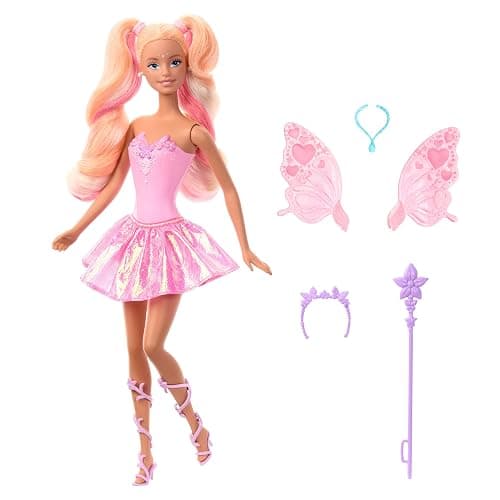 Mattel Barbie Fairy Doll with Toy Wand & Fashion Accessories, Fantasy Theme with Color-Change Fun on Wings & Outfit, JCP76 thumbnail 5