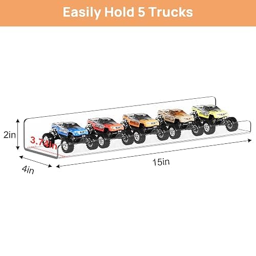 upsimples 8 Pack Acrylic Shelves Wall Organizer and Storage, 15" Display Shelf for Figure, Toy Cars, Perfume, Kids Bookshelf for Bedroom, Nursery, Craft Room, Clear thumbnail 3