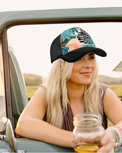 Flafens Women's Trucker Hat– Cute Summer Baseball Caps for Women and Girls Golf Ball Hats with Adjustable Snapback thumbnail 2