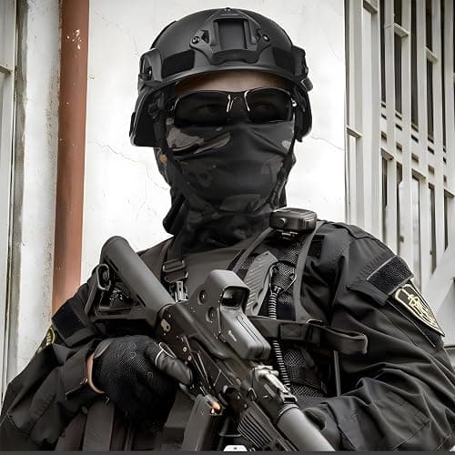 VPZENAR Airsoft Helmet,Black Tactical Helmet,Airsoft Mask Mesh,Elastic Balaclava Mask, Anti Fog Airsoft Goggles, Tactical Full Face Protection, Airsoft Accessories,Military Gear thumbnail 7