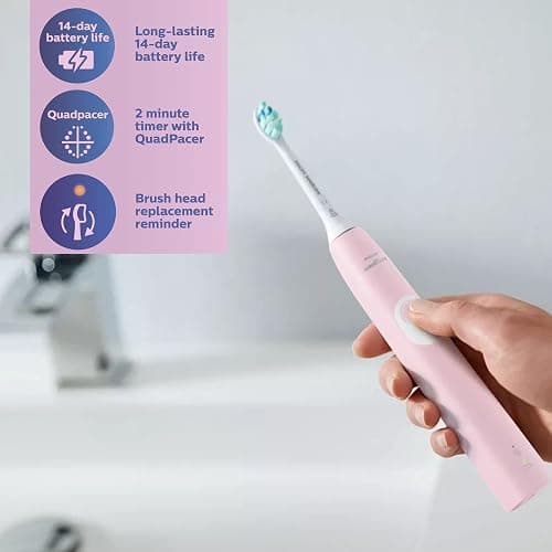 Philips Sonicare ProtectiveClean 4100 Electric Rechargeable Toothbrush, Plaque Control, Pastel Pink, Phi0304, 1.0 Count thumbnail 3
