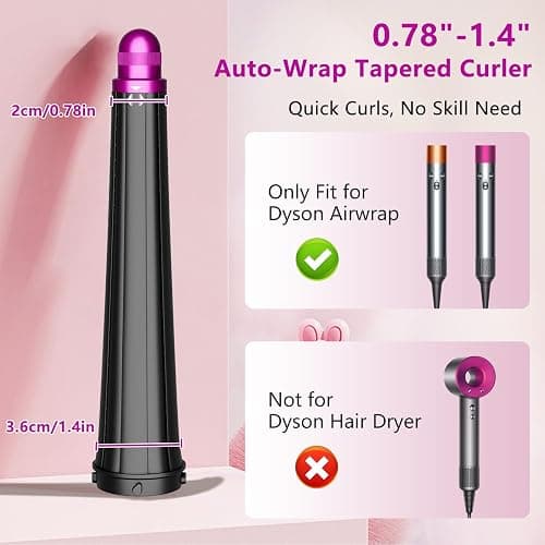 20–36 mm konischer langer Lockenstab für Dyson Airwrap Hair Styler HS05/HS01/HS08, 2-in-1 verbessertes professionelles Blas-Lockenwicklerzubehör, Rosa - 20–36mm Rosa thumbnail 2