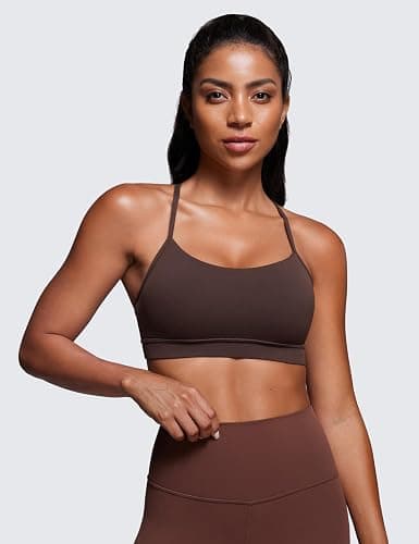 CRZ YOGA Womens Butterluxe Y Back Sports Bra - Padded Racerback Low Impact Spaghetti Thin Strap Workout Yoga Top thumbnail 2
