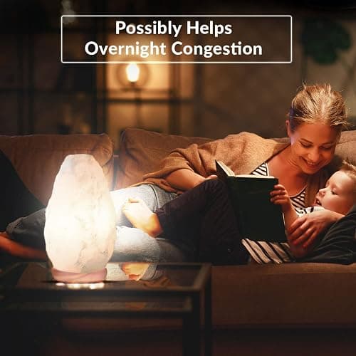 Himalayan Glow White Salt Crystal Lamp, Natural Salt Night Light, Hand Crafted Salt Lamps with Neem Wooden Base, Salts Lamp Bulb,(ETL Certified) Dimmer Switch | 5-7 LBS - Modern, Minimalist thumbnail 5