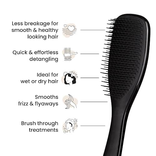 Tangle Teezer Ultimate Detangler Brush for Wet & Dry Hair, Eliminates Knots & Reduces Breakage for All Hair Types, Liquorice Black thumbnail 4
