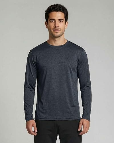 Real Essentials 4 Pack: Mens Long Sleeve Dry Fit T Shirts Hiking Fishing Workout Gym Work Sun UPF 50 Wicking Running Tee thumbnail 2