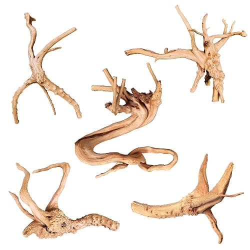 majoywoo Natural Driftwood for Aquarium Decor Fish Tank Decorations, Assorted Spider Wood Branch 4-8" 5 Pcs, Reptile Decor - Image 1