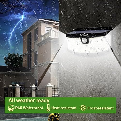 Aootek New Solar Motion Sensor Lights 120 LEDs with Lights Reflector,270° Wide Angle, IP65 Waterproof, Step Lights for Front Door, Yard, Garage, Deck (Back Button 4-Pack) thumbnail 2