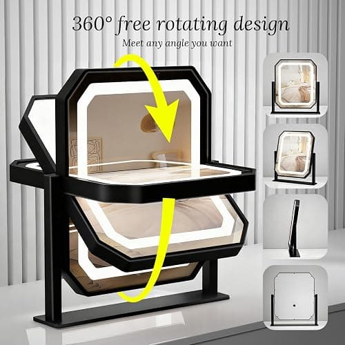 Lighted Makeup Mirror, 3 Colors for Precise Application, Touch Control Brightness Adjustment for Easy Use, with a Detachable 10x Magnifying Mirror, 13.4“ x 12” Hollywood Vanity Mirror for Plug-in Use thumbnail 7