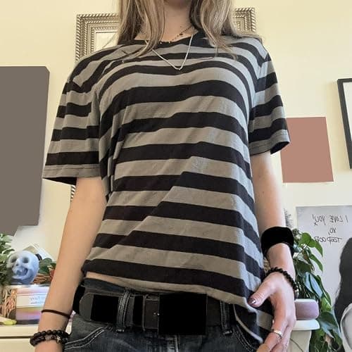 Women Short Sleeve T-Shirts Skull Print Crew Neck Shirts Summer Casual Slim Fit Tops Streetwear thumbnail 3