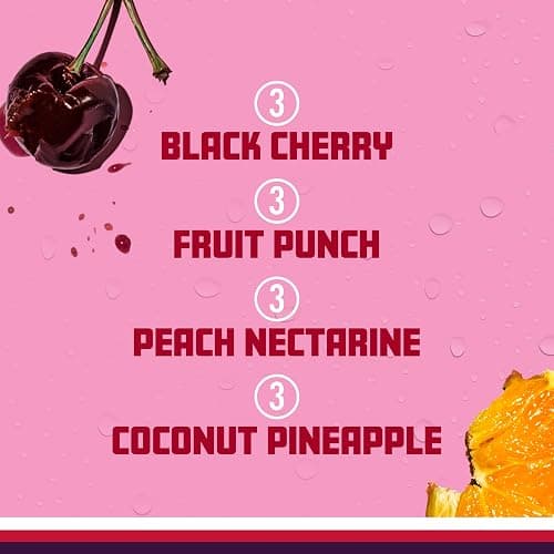 Sparkling Ice Pink Variety Pack, Flavored Sparkling Water, Zero Sugar, and Vitamins and Antioxidants, 17 fl oz, 12 count (Black Cherry, Peach Nectarine, Coconut Pineapple, Fruit Punch) thumbnail 6