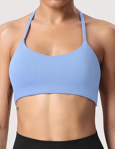 YEOREO Women's Sports Bra Halter Workout Sports Bra Strappy Criss Cross Back Bra Removable Padded Yoga Crop Top thumbnail 2