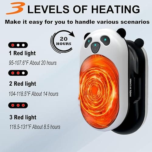 Hand Warmers Rechargeable 2 Pack,6000mAh Cute Panda Shaped Electric Hand Warmer,20Hrs Long Heating Reusable Hand Warmer,Portable Pocket USB Heater for Christmas,Outdoor,Hunting thumbnail 3