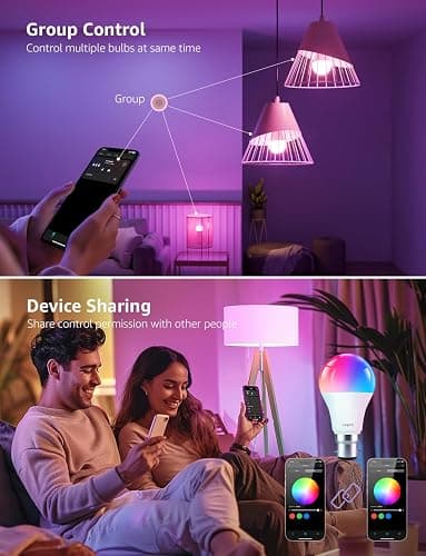 Lepro AI Smart Bulb B22, Music Sync Bayonet WiFi Bulb, Colors Changing Light Bulb Works with Alexa & Google Assistant, 806lm, App & Voice Control, Personalized AI Lighting Designer thumbnail 8