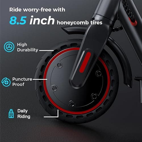 iScooter Electric Scooter, 8.5-10" Tires 30-50KM Range 350-500W Motor Fast Electric Scooter for Adults with APP Control,Multiple Speed Modes, Electronic & Disc Brakes,Foldable Portable E-Scooter - i9(8.5" Tires-30KM) thumbnail 2