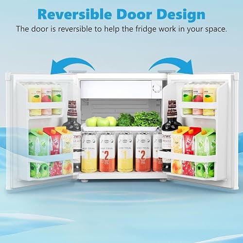 Electactic 1.7 Cu.ft Mini Fridge with Freezer, Compact Refrigerator, Single Reversible Door, Ultra Quiet, Energy Efficient for Office, Dorm, Bedroom, Apartment, White thumbnail 4