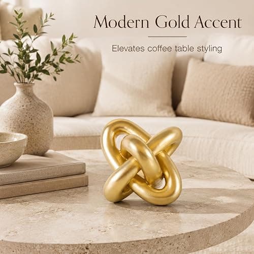 XMGZQ Gold Knot Decor for Coffee Table Book,Chain Link Living Room Decor Item for Bookshelf Entryway Nightstand TV Stand,Minimalist Knot Sculpture for Home Living Room,Centerpiece Table Decorations thumbnail 7