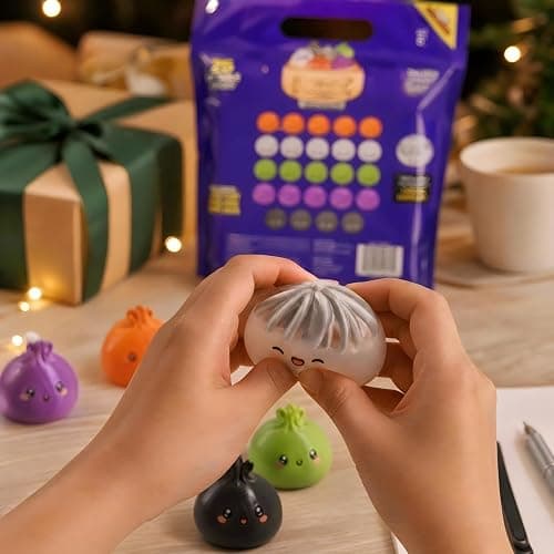 25 PCS Glitter Dumpling Squishy Toys, Kawaii Squishies Party Favors Squeeze | Classroom Birthday Xmas Gifts Mystery Box Stress Relief thumbnail 5
