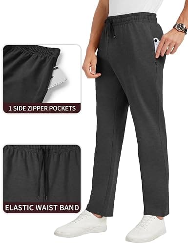 Idtswch 30/32/34/36/38/40 Long Inseam Mens Tall Sweatpants Open Bottom Joggers Athletic Yoga Pants with Pockets thumbnail 3