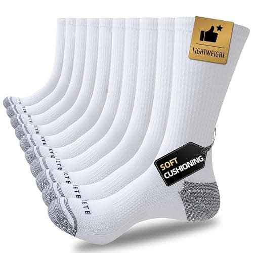 JOYNÉE Mens Athletic Crew Socks 5/10 Pairs Lightweight Cushioned Breathable Work Running Socks - Image 1