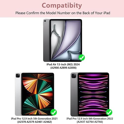 besky Keyboard Case for iPad Air 13 (M2) 2024 & iPad Pro 12.9 inch (5th, 6th Generation), (Compatible for 13 inch Air & 12.9 inch Model) - Wireless Detachable Keyboard with Auto Sleep/Wake Function thumbnail 2