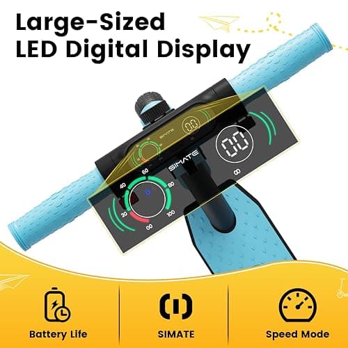 SIMATE Electric Scooter for Kids 6-14, e Kick Scooter with LED Display and Colorful Lights, Adjustable Height and Foldable, Double Brake, Gifts for Kids Girls Boys thumbnail 4