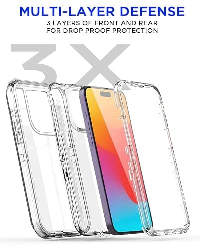 AICase Clear Case for iPhone 15 Pro Max,Heavy Duty Durable 3-Layer [Not Yellowing][Military Grade Drop Protection] Shockproof/DropProof Protective Cover for iPhone 15 ProMax Case thumbnail 6