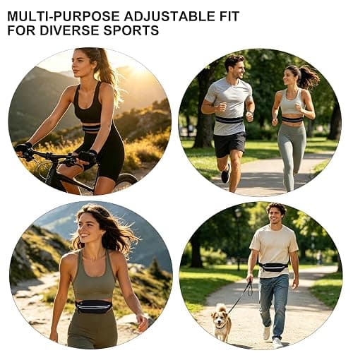 Qdfmkac Running Belt, Water Resistant Nylon Spandex, Fits 23-32 Inch Waists | No-bounce secure fit, expandable pocket fits 7" phones, Inbuilt headphone jack, reflective, for running, gym, cycling, travel thumbnail 7