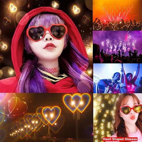 Dollger Heart Sunglasses Heart Effect Diffraction Glasses Festival Accessories Party Rave Lights Glasses Love Gift thumbnail 4