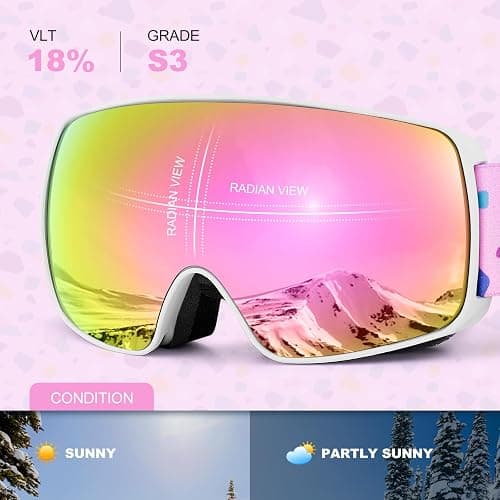 Odoland Kids Ski Goggles, Snowboard Goggles for Youth Skiing Age 8-16, Snow Goggles S2 Double Lens Anti-Fog UV400 Protection thumbnail 3