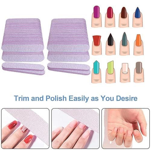 Nail Files (100 Pack), 3.6 Inches Emery Board Nail Files for Acrylic and Natural Nails, 100/180 Grit Small Double Sided Fingernail Filer Bulk Mini Professional Finger Nail Filer Manicure Set Gray thumbnail 2