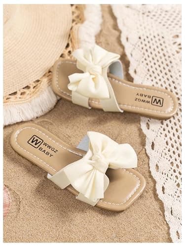 GORGLITTER Girl's Bow Sandals Round Open Toe Slip on Beach Summer Shoes | Cute Shoes for Teens, Kids Sandals 2026, Comfortable Slide Dress Sandals, Vacation Outfits thumbnail 2