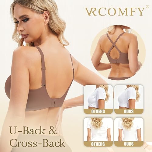 Jelly Wireless Bra Deep V Push Up Seamless T-Shirt Comfortable Plunge No Underwire Bras with Adjustable Straps Everyday Bras thumbnail 4