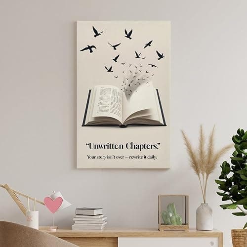 Eunoiax Inspirational Book Wall Art Motivational Quote Poster with Flying Birds And Open Pages Literary Life Quote Decor for Office Library Classroom Or Home Gift 12x18inch(30x45cm) Unframe - 03. Inspirational Book Wall Art - Unframed - 12L" x 18W" thumbnail 7