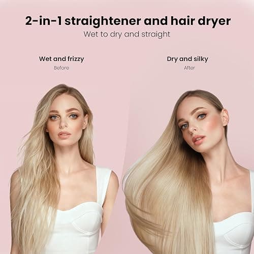 Hair Straightener - 2 in 1 Wet to Dry Hair Dryer and Straightener with High-Speed Airflow + Rapid Heat-Up + Customizable Temperature + LCD Display & Auto Shut-Off + No Heat Damage (Dark Black) thumbnail 4