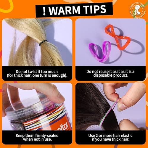 Teenitor Elastic Hair Bands, 2000pcs Hair Rubber Bands, Elastics for Hair, Small Hair Ties, Clear,Black,Brown and Color thumbnail 5