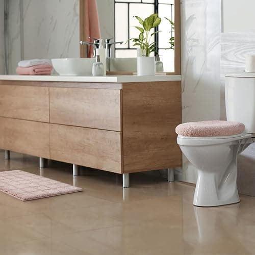 TOWN & COUNTRY EVERYDAY Ultra Plush Solid Tufted Toilet Lid Cover, Soft and Absorbent, Non-Slip Cover, Machine Washable, Blush, 18"x19" thumbnail 2