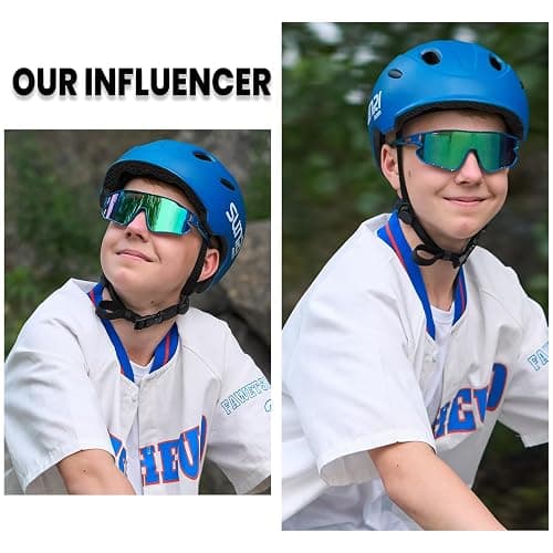 DUCO Kids Sunglasses Youth Baseball Sun Glasses Lightweight TR90 Frame UV400 Sports Cycling Shades for Boys Girls DK268 thumbnail 2