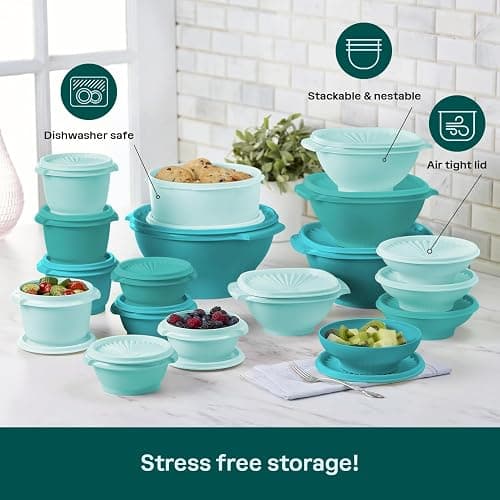 Tupperware Heritage Collection Frischhaltedosen-Set, 36-teilig, Vintagegrün, spülmaschinenfest und BPA-frei (18 Behälter, 18 Deckel) thumbnail 5